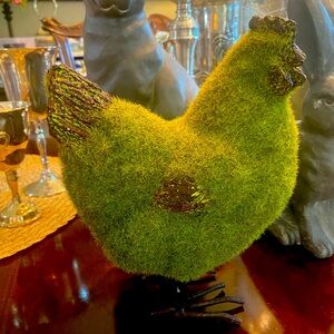 Cute Grass and Metal Chicken Solid and somewhat heavy